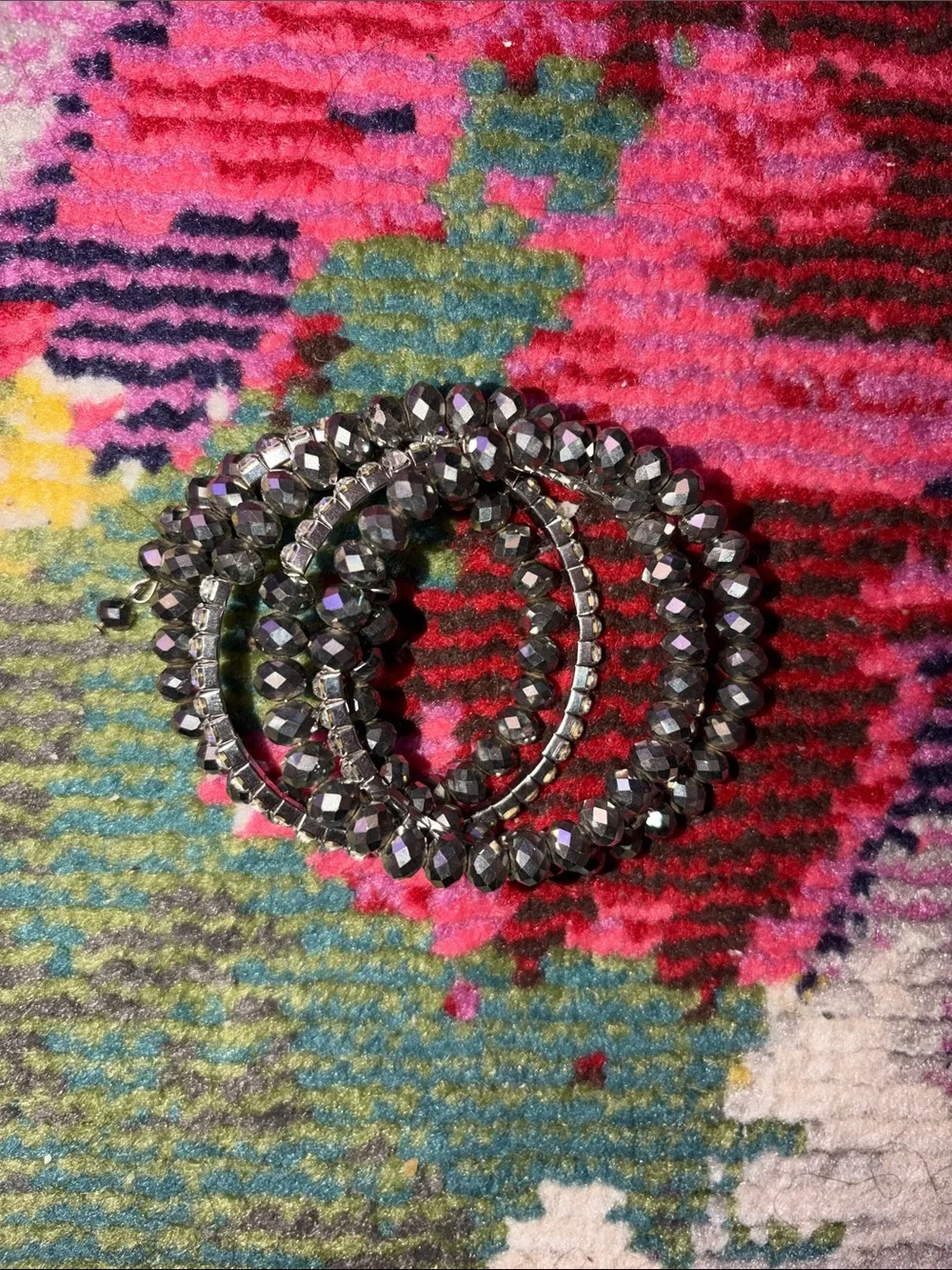 Faceted Hematite Beaded Stretch Bracelet Set - Women Jewelry
